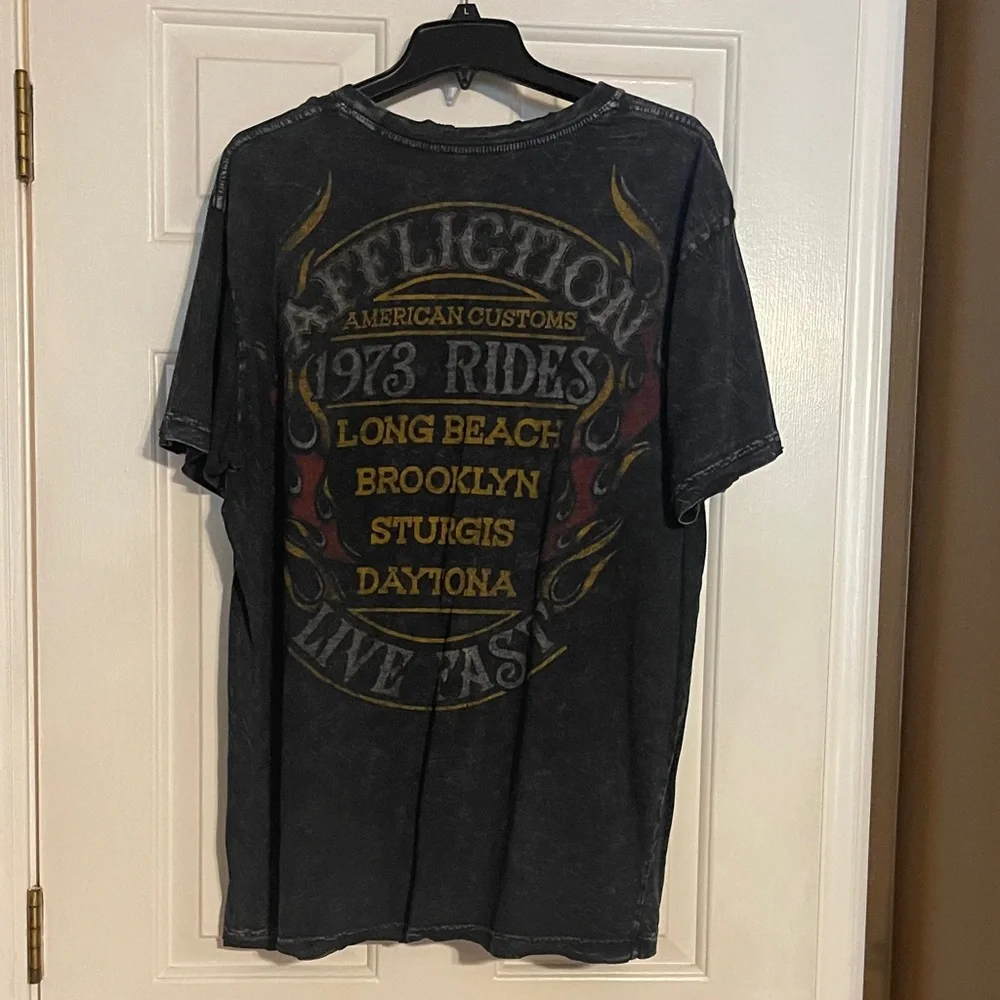 Affliction Charcoal Graphic Tee with Eagle Design - Picture 2 of 2